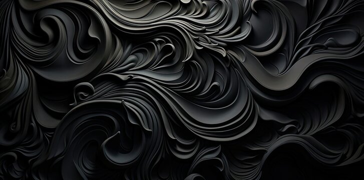 Fototapeta Abstract 3D Black Swirling Pattern Illustration