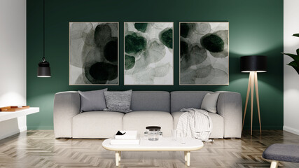 Large luxury modern bright interiors Living room mockup illustration 3D rendering image