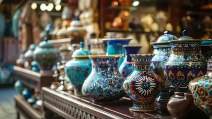 Colorful Turkish Ceramics in Market