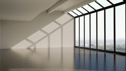 Large luxury modern bright interiors Living room mockup illustration 3D rendering image