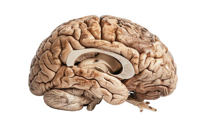 Anatomy of the human brain on transparent background