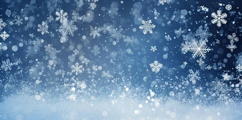 Fototapeta premium Blue Abstract Background with Falling Snowflakes Illustration