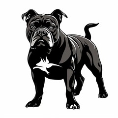Obraz premium a black and white drawing of a american bulldog standing on a white background . High quality