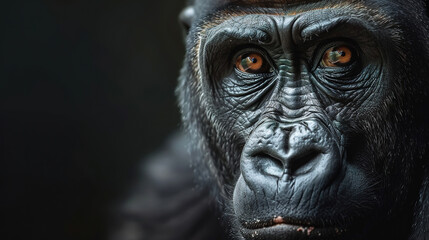 Obraz premium proud and majestic old male gorilla looking suspicious towards the camera, 