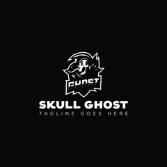 skull with ghost vector logo design template 