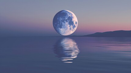 Half moon reflecting on water flat design side view theme lake water color Complementary Color Scheme