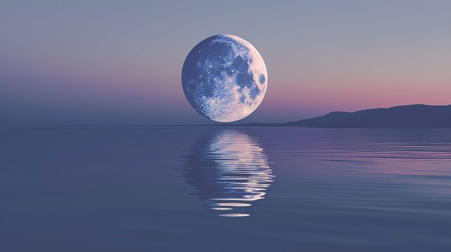 Half moon reflecting on water flat design side view theme lake water color Complementary Color Scheme