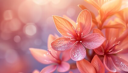 Close up of beautiful pink flowers with soft bokeh background.