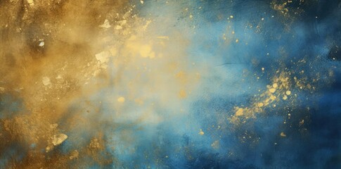 Abstract Blue and Gold Watercolor Background