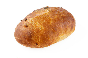 freshly baked bread with cheese and bacon on a white background 1