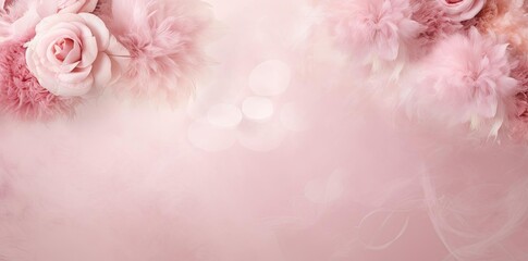 Pink Rose and Feather Abstract Background