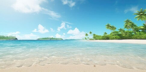 Naklejka premium Tropical Beach Paradise 3D Illustration