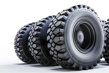 Obraz premium Truck tires isolated on a clean white background