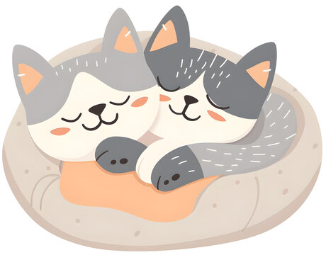 recommend clip art: Sleeping cat clipart curled up in a cozy bed
