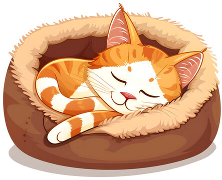recommend clip art: Sleeping cat clipart curled up in a cozy bed