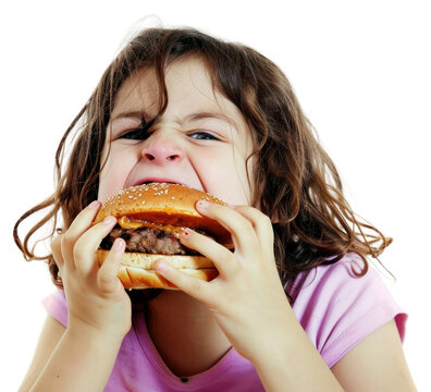 PNG  Girl eatting hamberger portrait biting eating.