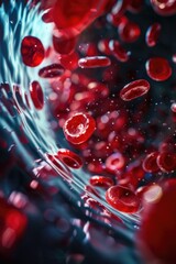 A microscopic view of a group of red blood cells