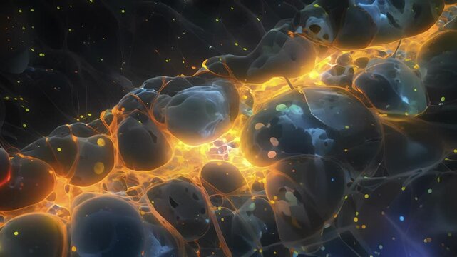 A microscopic view of a neurons cytoskeleton which provides structural support for the transportation and distribution of neurotransmitter vesicles.