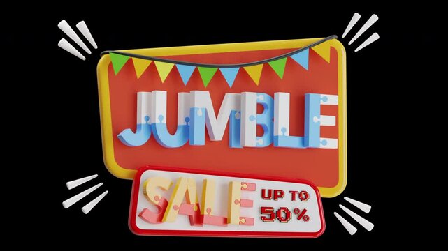3D Animation of Jumble Sale offers a wide variety of items | Alpha Channel