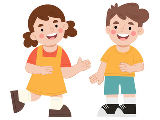 Girl and boy talking vector illustration