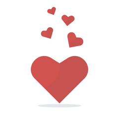 Red heart with smaller hearts isolated on white background. Flat design, EPS10