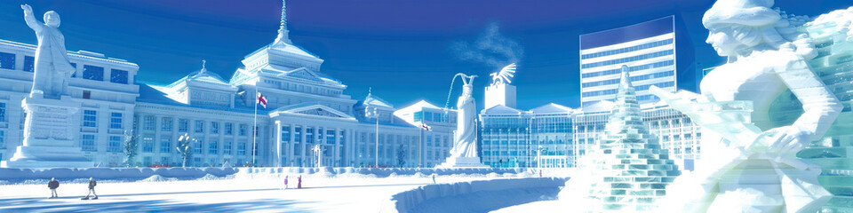 Fototapeta premium Snow Festival Sapporo: Ice Sculptures, Snow Statues, and Winter Wonderland in Hokkaido