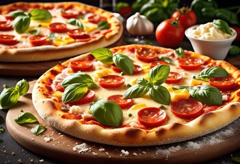 delicious hot pizza straight from oven, fresh, cheese, tomato, crust, melted, baked, pepperoni, food, meal, italian, tasty, homemade, round, slice, aroma,