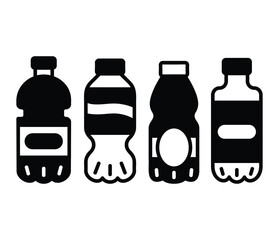 soft drink bottle plastic icons symbol vector design illustration black white color simple modern style isolated