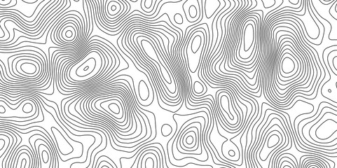 Abstract topographic contours map background. Topographic map and landscape terrain texture grid. Modern design with White background with topographic wavy pattern design. Black-white background.