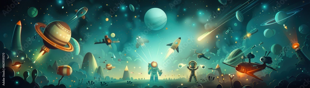 Canvas Prints Astronauts Exploring the Galaxy.