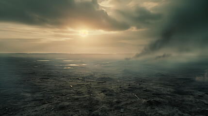 Fototapeta premium cinematography dramatic scene of a barren battlefield