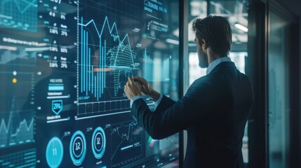 The businessman analyzing data