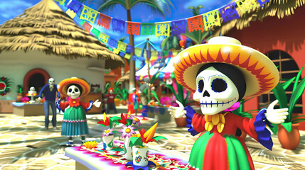 Day of the Dead Preparations: Mexican Families Creating Ofrendas and Sugar Skulls