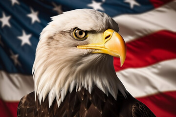 Generative AI colorful memorial independence day american flag day holiday eagle symbol image illustration