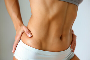 AI generated image of beautiful woman with healthy and toned tummy in lingerie