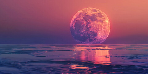 Supermoon Vector: A Digital Painting of a Supermoon Event, Showcasing the Moon's Closest Approach to Earth