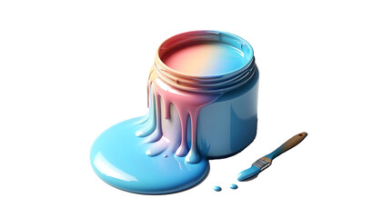 colored paint in jar with brush,Generative AI