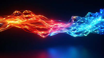 The intertwining wires flash in different colors