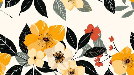 Retro-inspired chintz design with large, abstract floral motifs