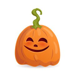 Halloween smiling pumpkin on white background. Vector illustration.