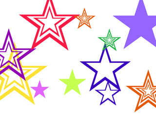 Object fountain organized from random sparcle star pictographs as fireworks.