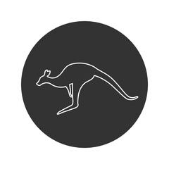 Vector black jumping kangaroo line icon silhouette isolated on white background