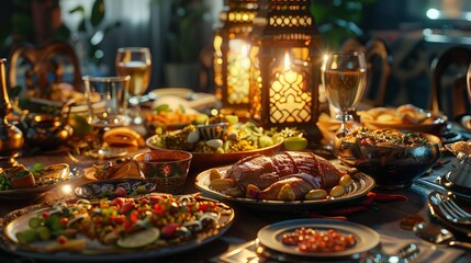Festive table served  with traditional dishes