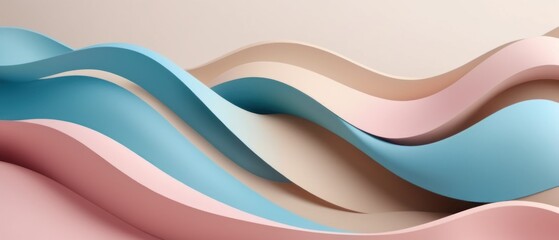 Abstract colorful wavy background texture with pink, blue, cream, and white colors. Perfect for website banner, graphic design, print, or social media.