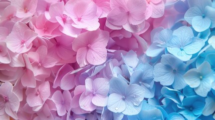 Fototapeta premium Colorful background with pink and blue hydrangea