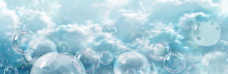 Isolated bath foam on transparent background. Shampoo bubbles texture. Modern illustration of sparkling shampoo and bath lather.