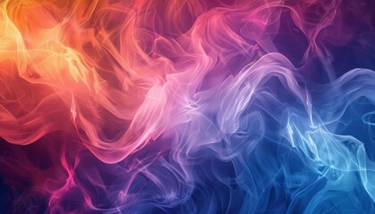 Abstract smoke with dynamic shapes, vibrant colors, contemporary art, digital illustration