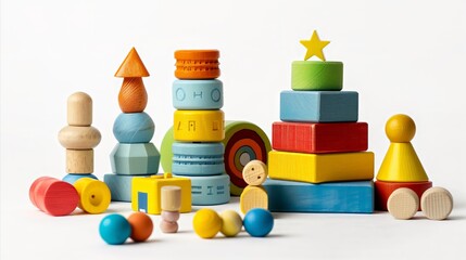"Playtime Delight: Photo of Toys on a White Background"