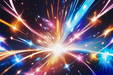 Fototapeta premium 光り輝くネオンのパーティクル