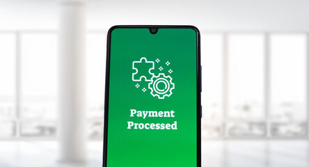 Payment Processed Confirmation Screen on Mobile Device - Secure Online Transactions